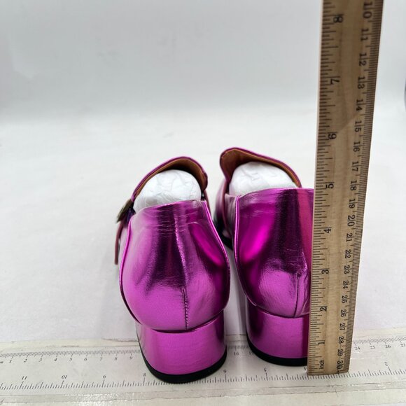 YDN Purple Square Toe Loafers Slip on Block Low Heel Pumps Buckle Fashion Shoes - Picture 5 of 9